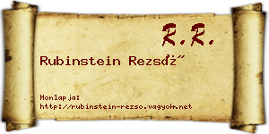 Rubinstein Rezső névjegykártya